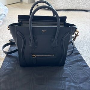 Celine Black Mini Luggage Tote with Gold Hardware